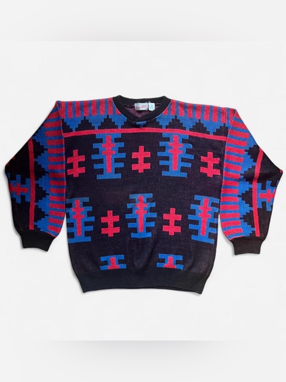 Vintage 90’s Independently Basic Aztec Knit Sweater Size XL made in Hong Kong